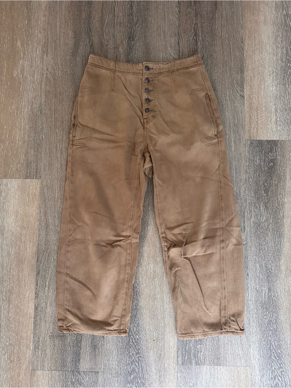 Free People We The Free Brown High-Rise Button-Fly Chinos